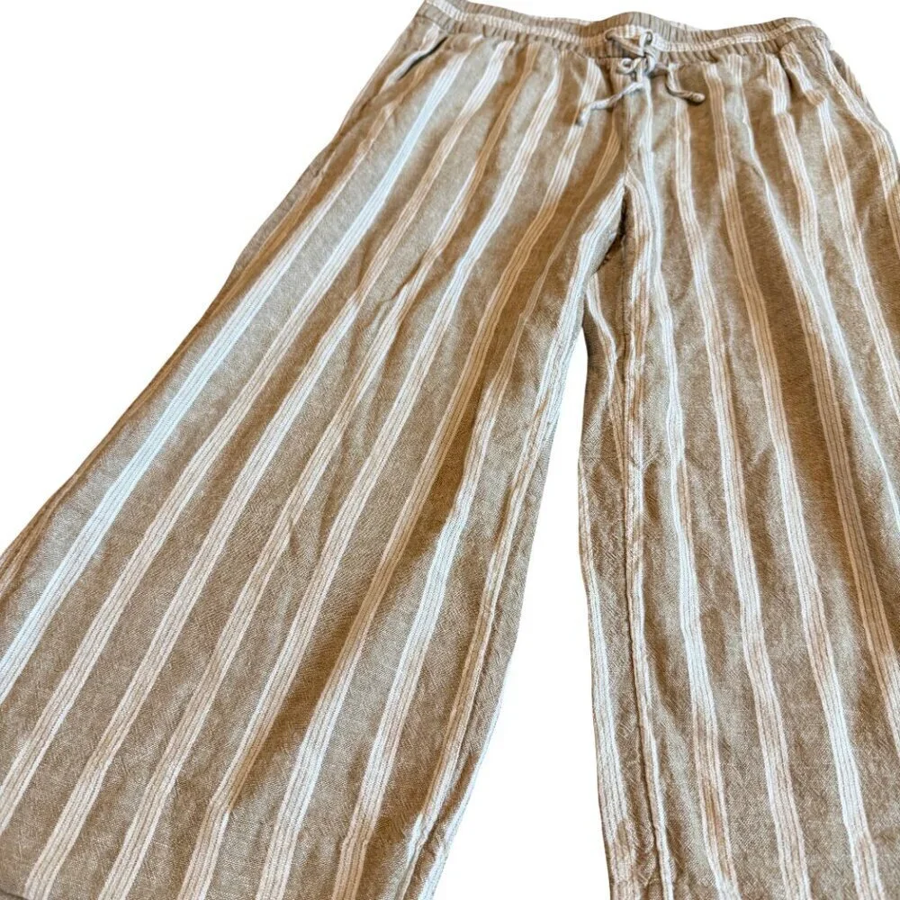 Banana Republic Wide Leg Crop Lien Blend Flowy Beach Vacation Size Small Women's